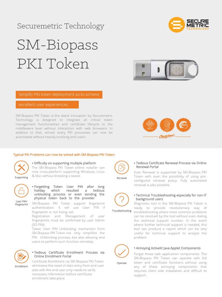 SM-Biopass PKI Token: Securemetric Technology | PDF | Public Key ...