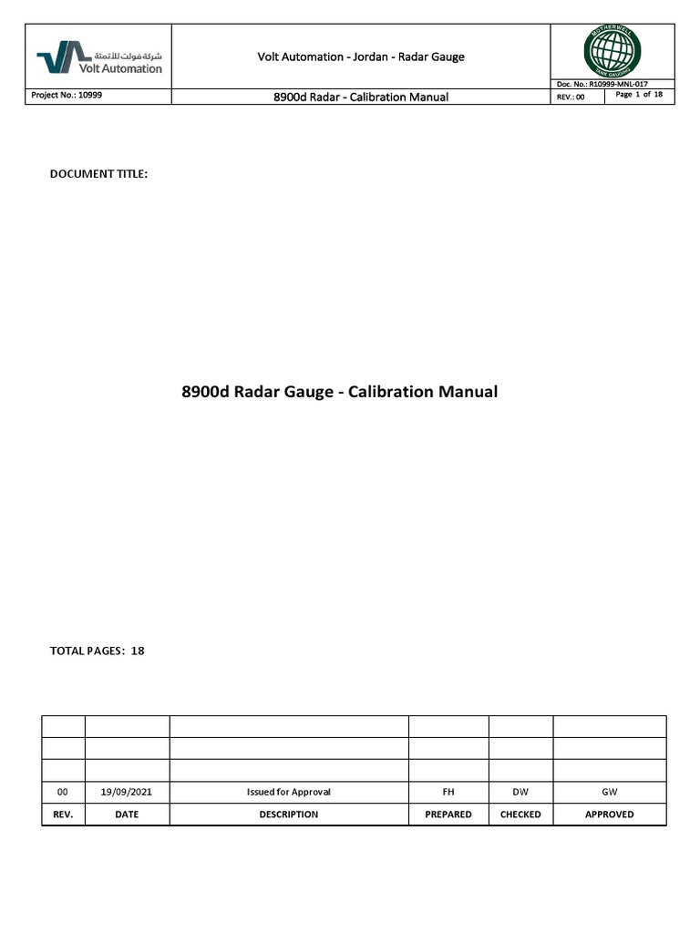 8900d Radar Gauge Calibration Manual PDF Calibration Computer