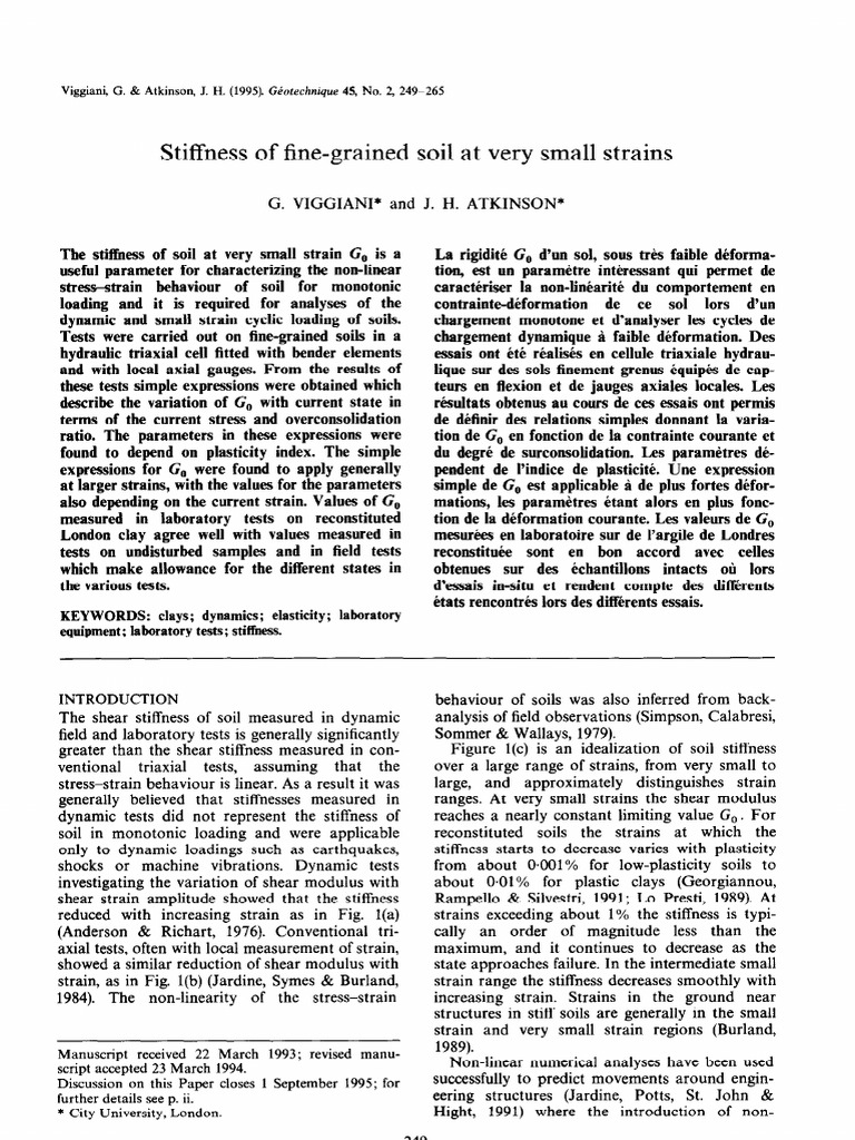 Stiffness of Fine-Grained Soils | PDF | Young's Modulus | Deformation ...