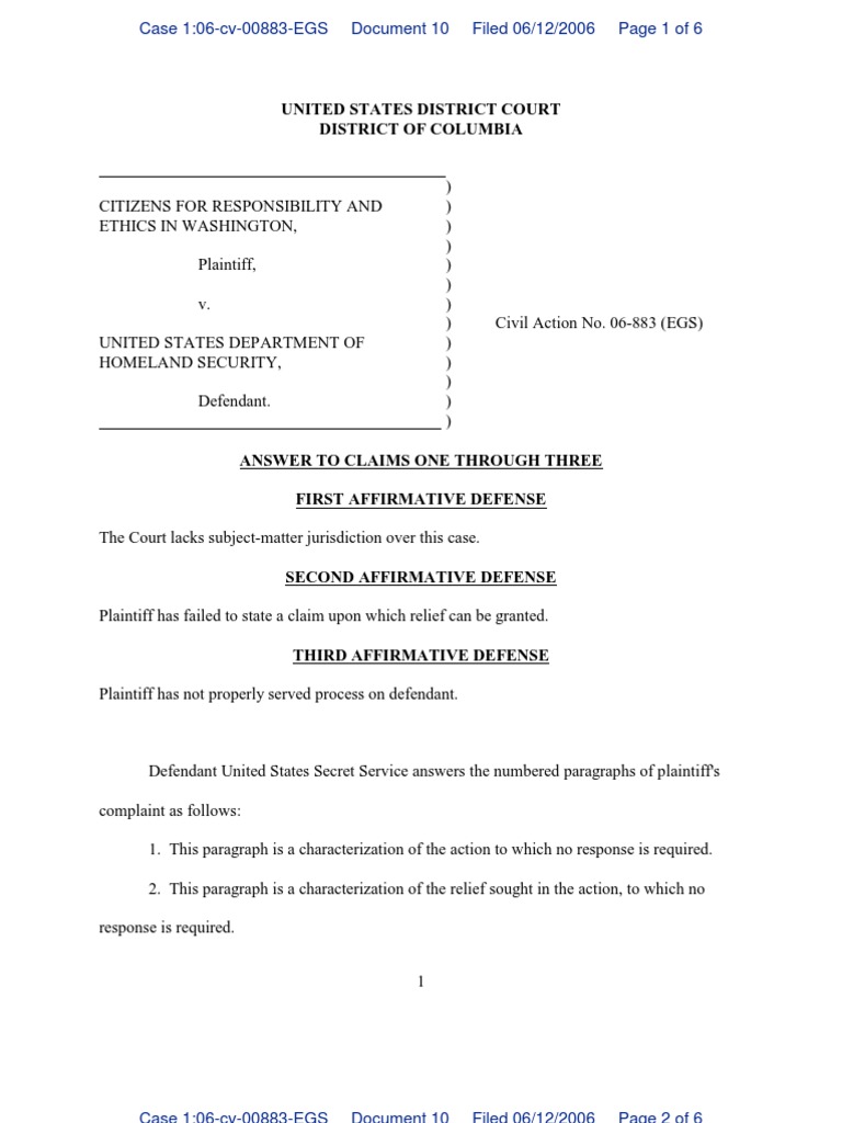 DHS Response to FOIA Lawsuit Claims | PDF