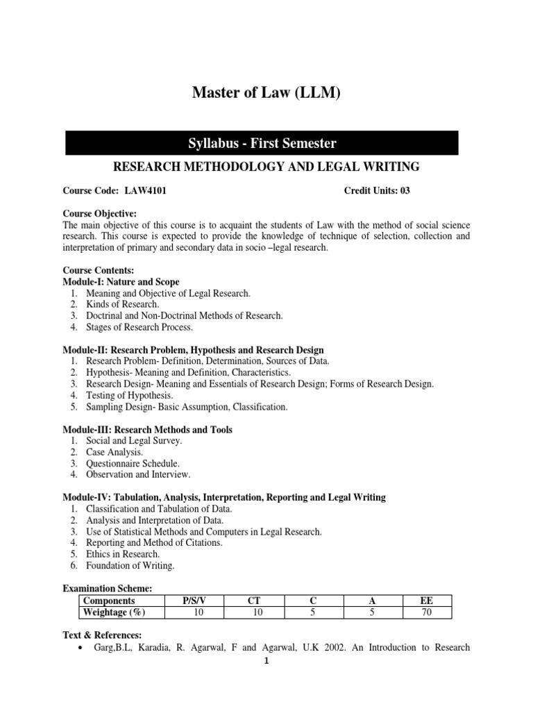 LLM (Syllabus) 2018 (1 Yr Program) | PDF | World Trade Organization | Banks