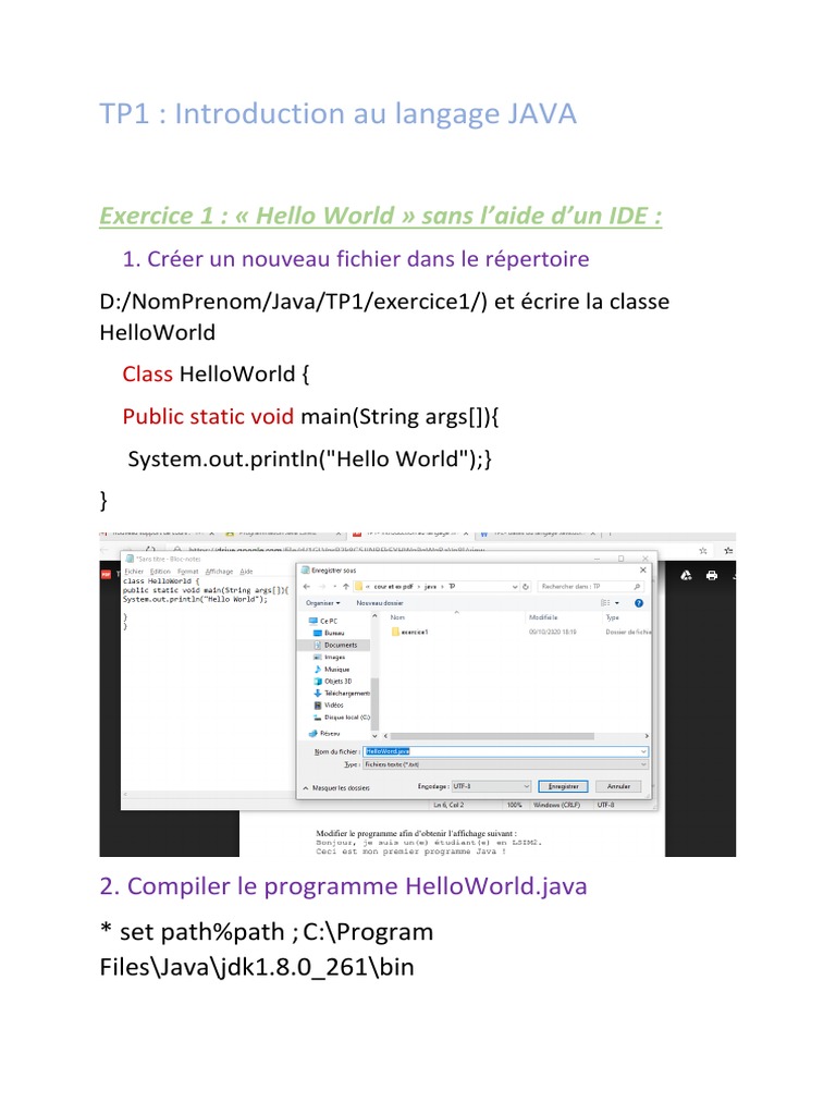 Introduction au langage Java : TP1 | PDF