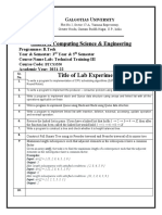 Title of Lab Experiments: School of Computing Science & Engineering