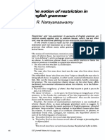 The Notion of Restriction in English Grammar: K. R. Narayanaswamy