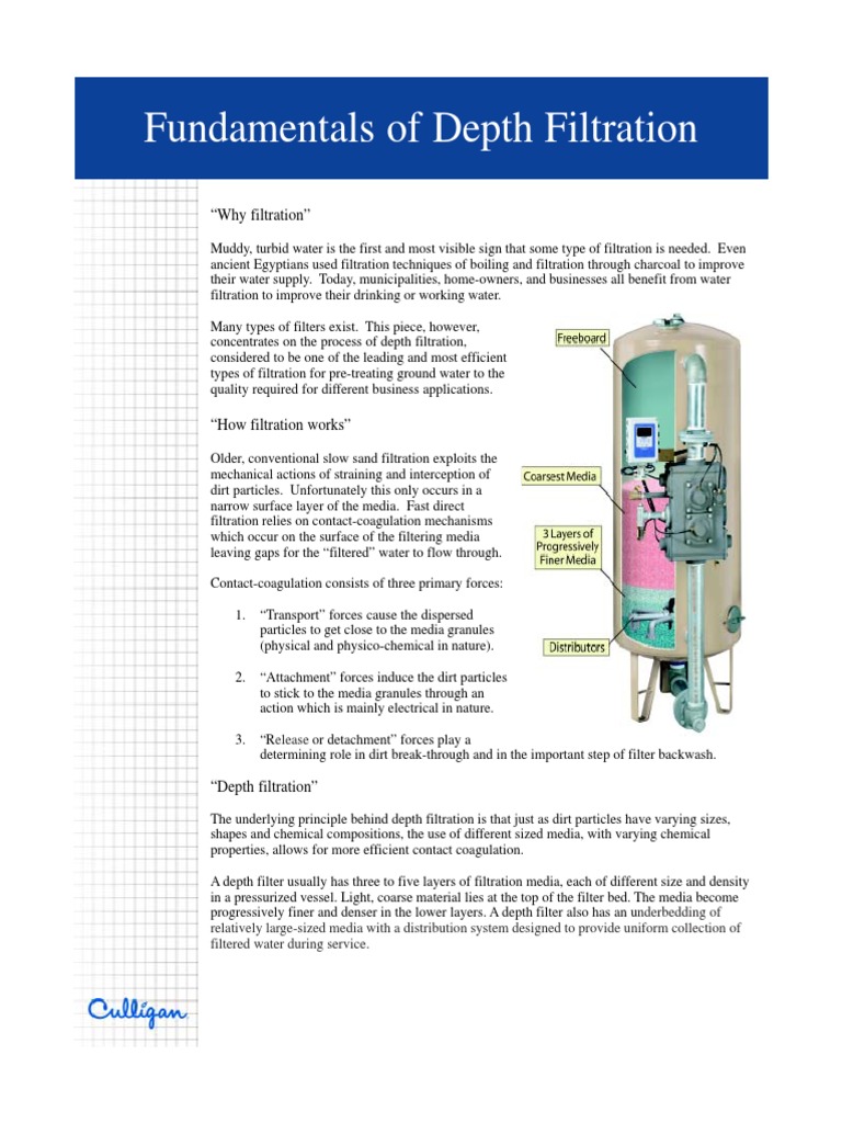 Depth Filtration: Principles and Applications | PDF | Filtration ...