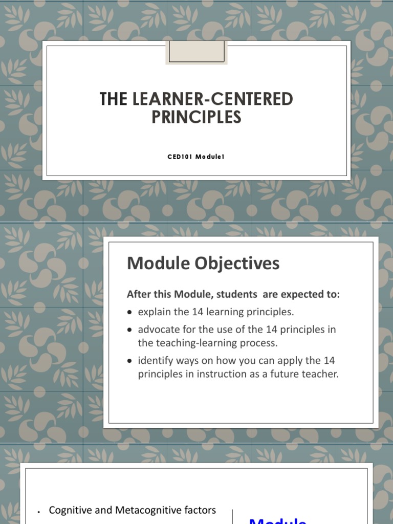 CED101 Module 1 | PDF | Learning | Metacognition