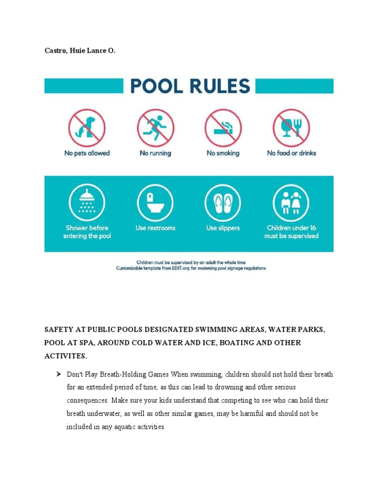 Essential Swimming Safety Guidelines | PDF | Swimming Pool | Swimming
