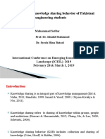 Factors Affecting Knowledge Sharing Behavior of Pakistani Engineering Students