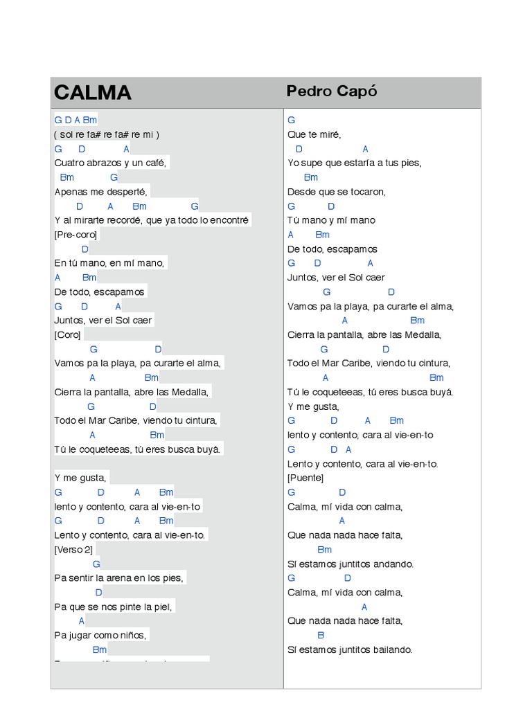 Acordes y letra de 