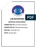 Lab Report#02: Artificial Intelligence Submitted To: SUBMITTED BY: Muhammad Reg No.: Date