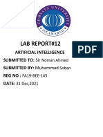 Lab Report#12: Artificial Intelligence Submitted To: Sir SUBMITTED BY: Muhammad Reg No.: Date