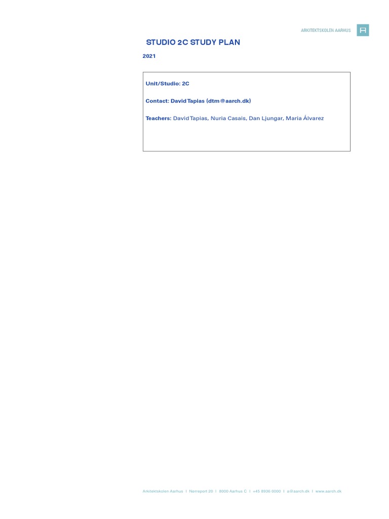 Study Plan - Studio 2C - 2021 | PDF | Design | Space