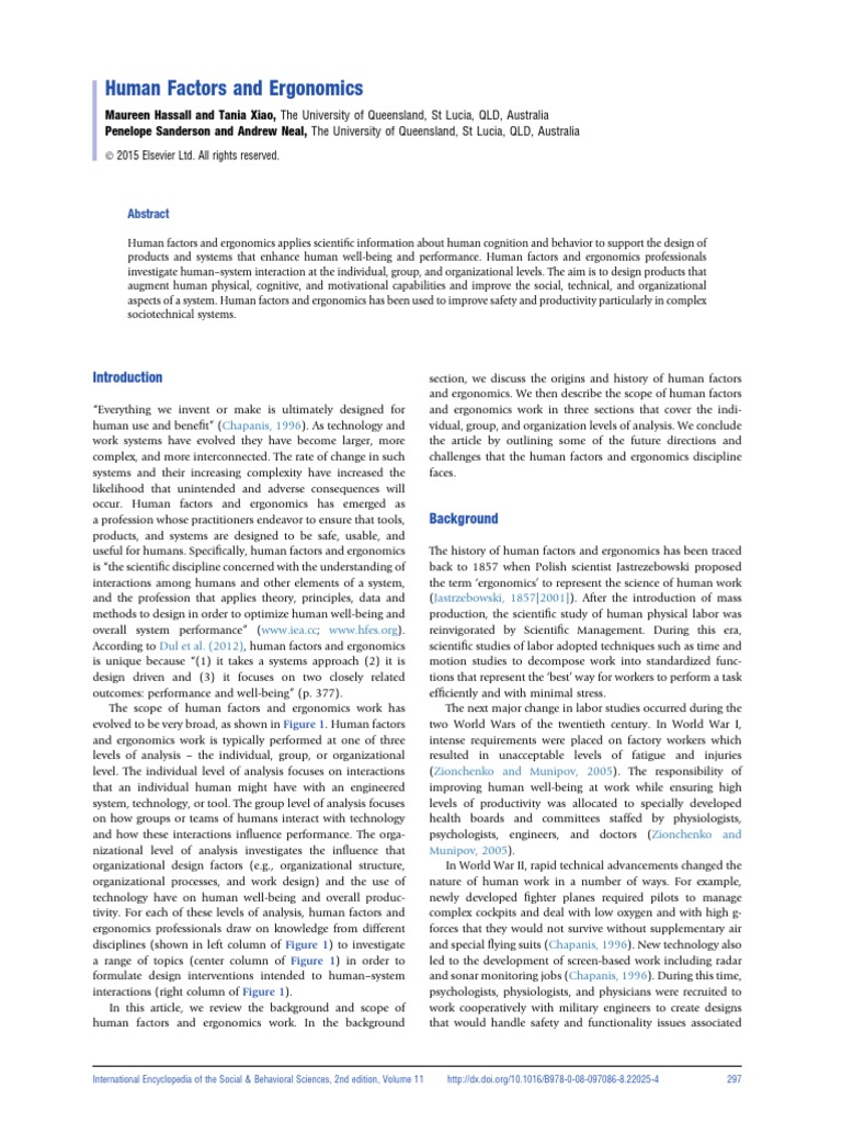 Human Factors and Ergonomics Overview | PDF | Human Factors And ...