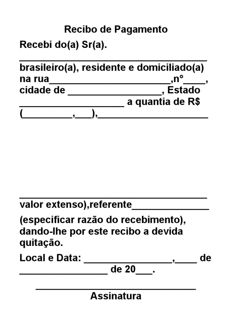 Modelo Recibo Pagamento | PDF