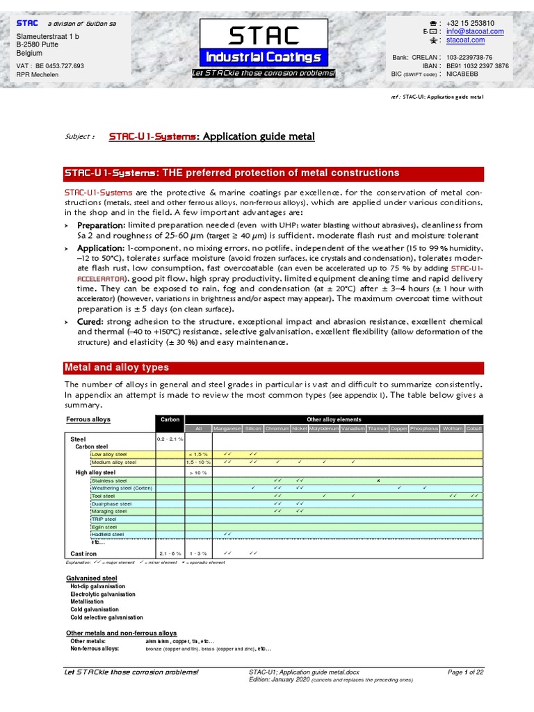 STAC-U1 Metal Coating Application Guide | PDF | Steel | Alloy