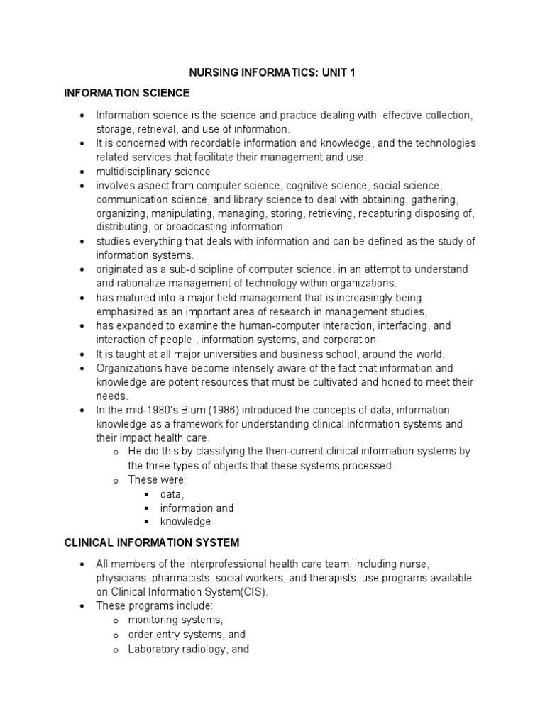 Introduction to Nursing Informatics | PDF | Information | Nursing