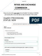 Securities and Exchange Commission: Onesec Processing Status: New