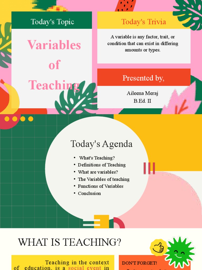 Variables of Teaching - Aileena Meraj | PDF | Teachers | Medical Diagnosis