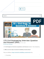 175 Civil Engineering Interview Question and Answers PDF