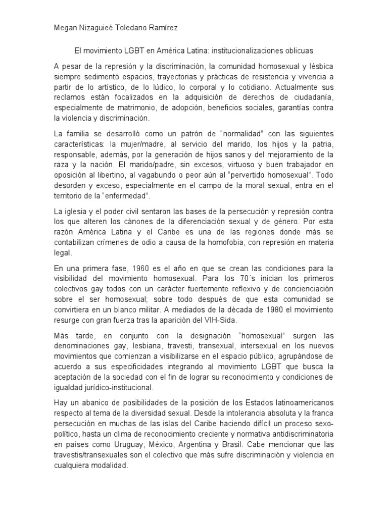 Movimiento LGBT en América Latina: Historia y Retos | PDF ...