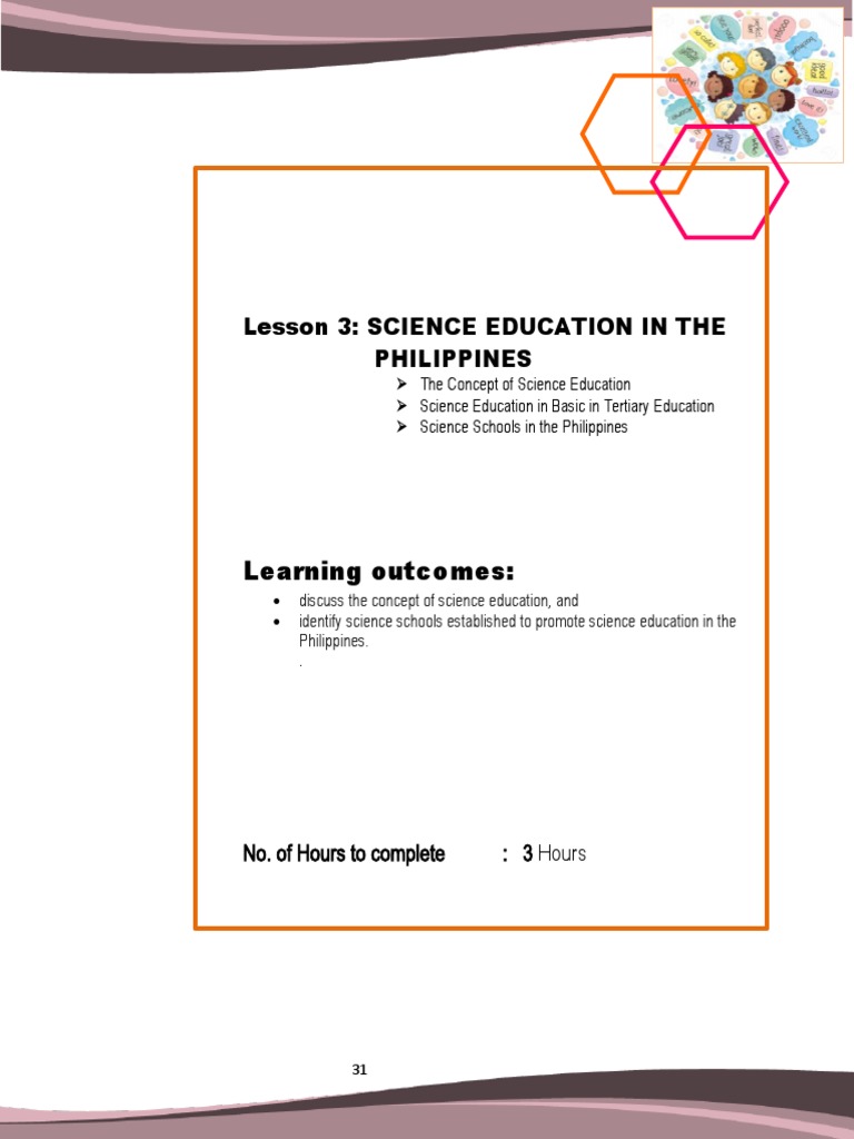 Lesson 3 Science Education in The Philippines PDF Science