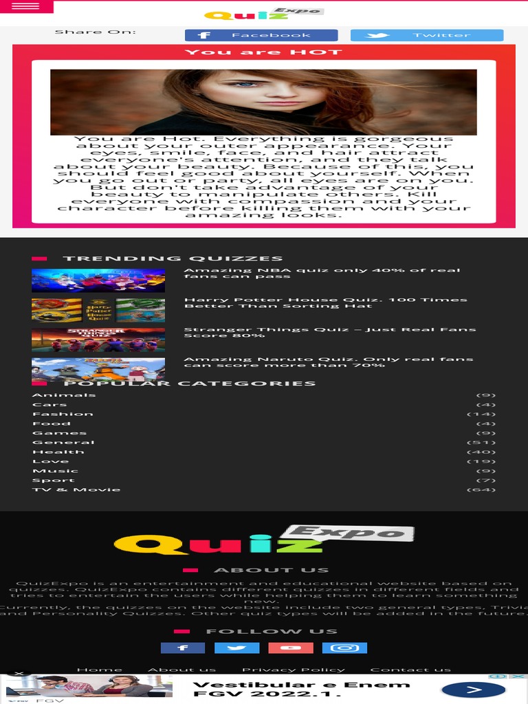 Am I Beautiful or Ugly Quiz Expo PDF Quiz