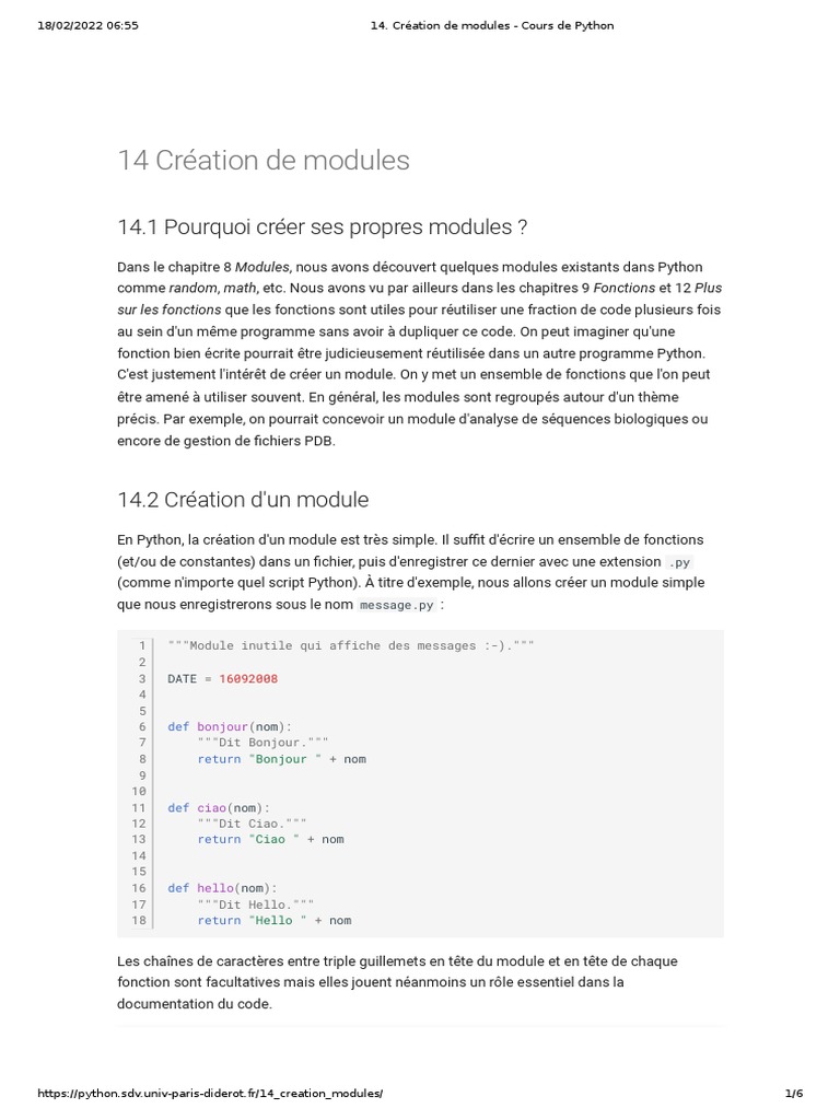 Création de modules en Python | PDF | Python (Langage de programmation ...