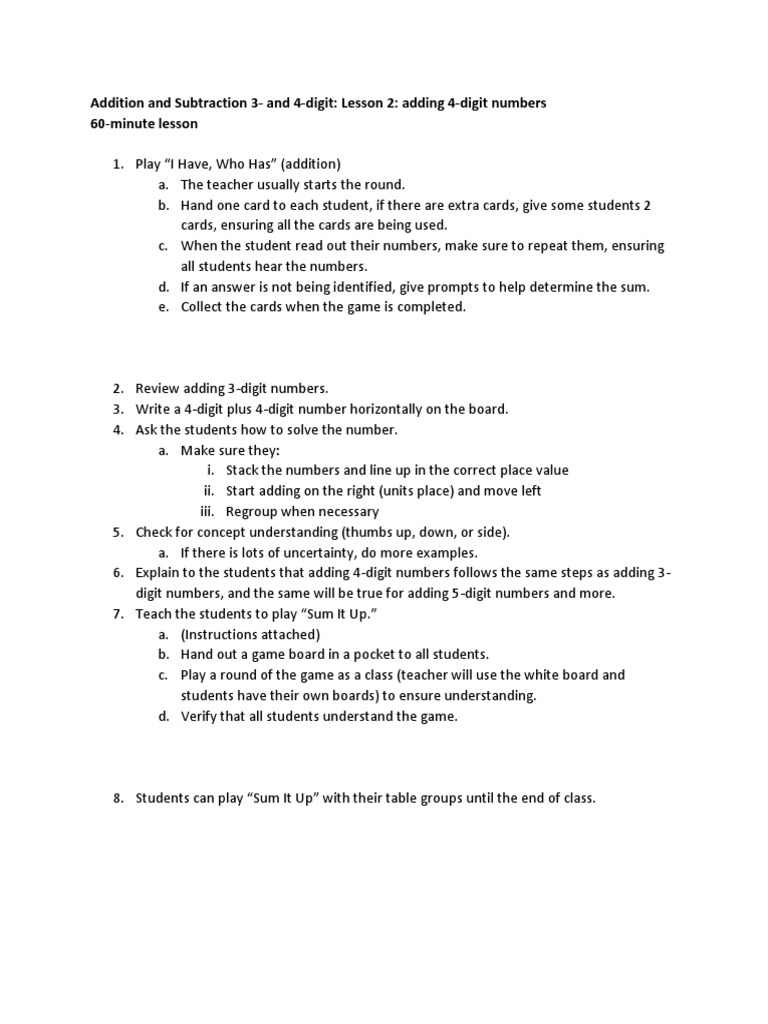 Lesson 2 Adding 4-Digit Numbers - Addition and Subtraction 3 - and 4 ...