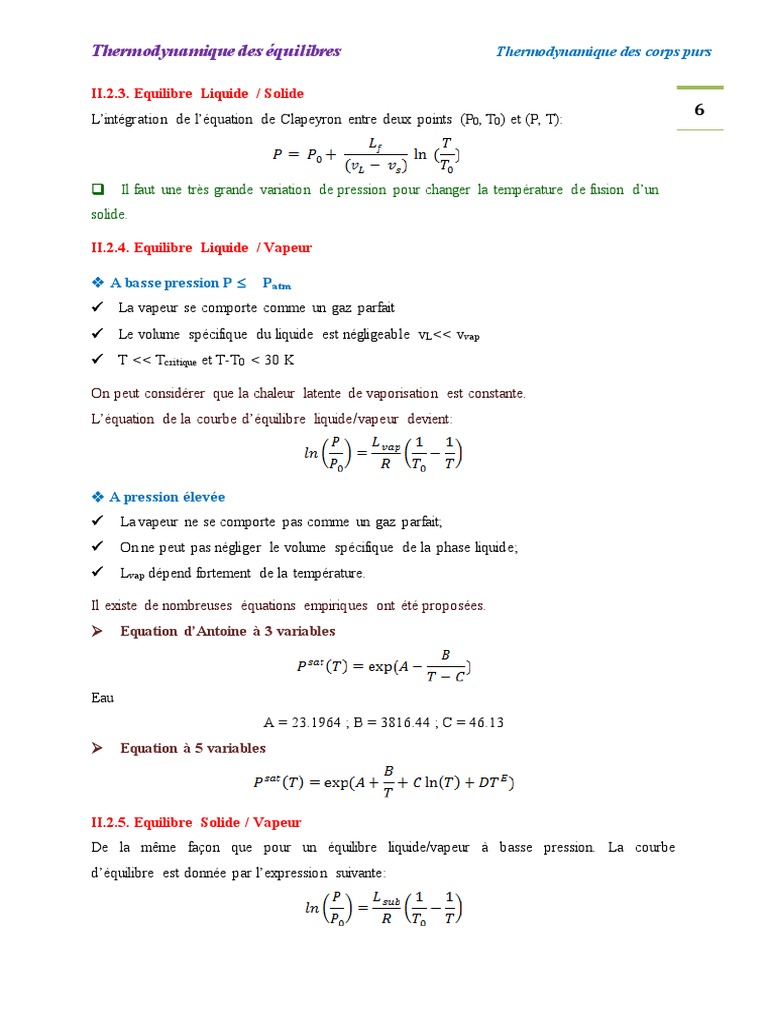 Cours IIB Termo 2 | PDF | Thermodynamique | Diagramme de phase