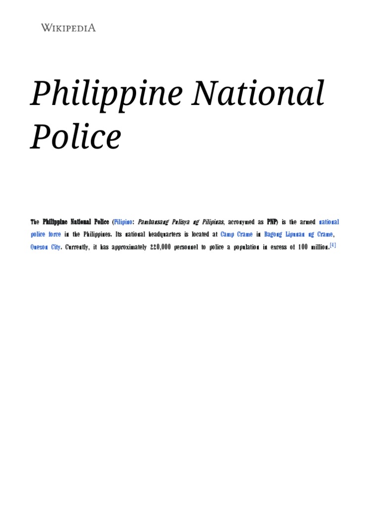 Overview of the Philippine National Police | PDF | Crime & Violence ...