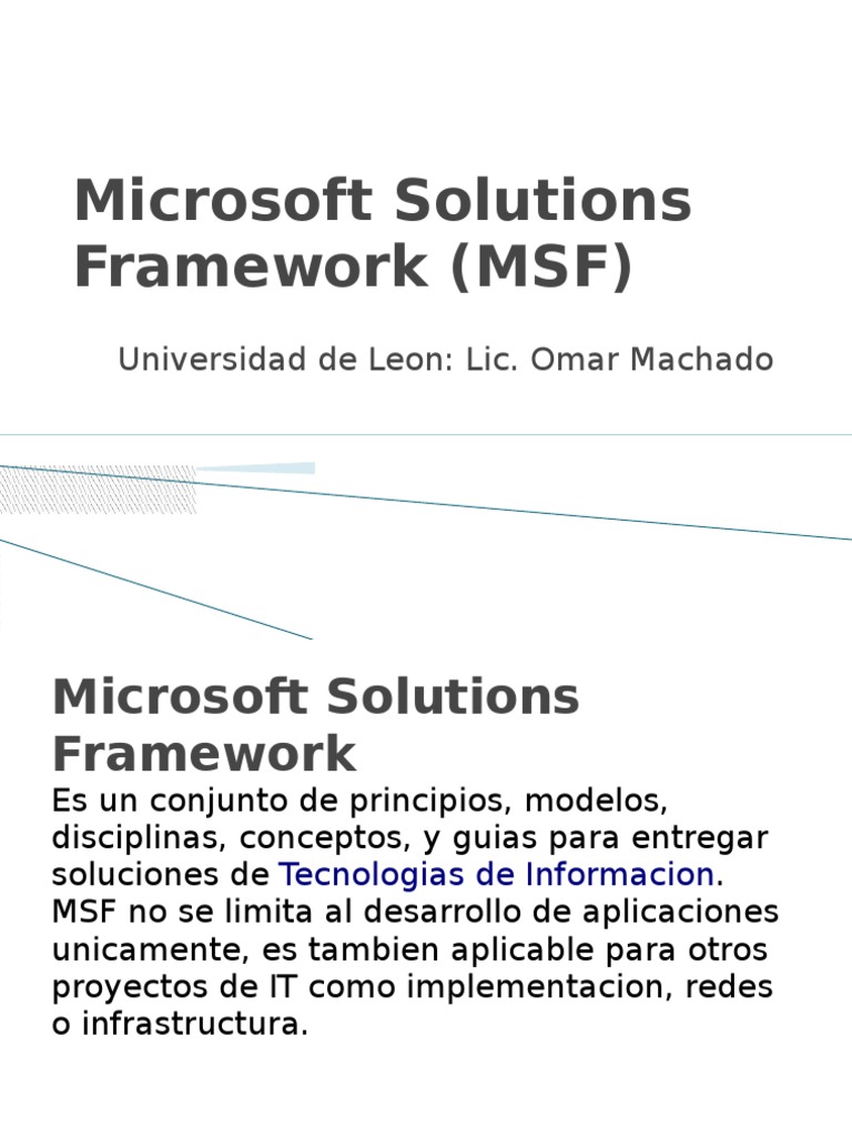 Microsoft solutions framework msf 