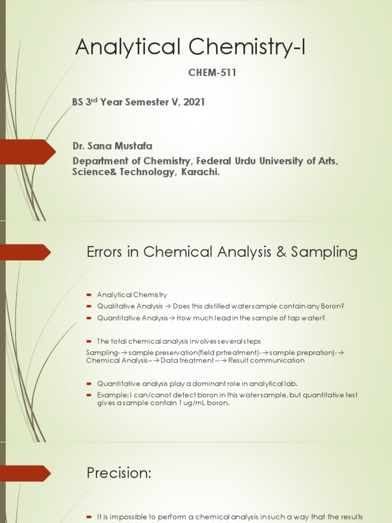 Errors in Chemical Analysis PDF Analytical Chemistry Accuracy And