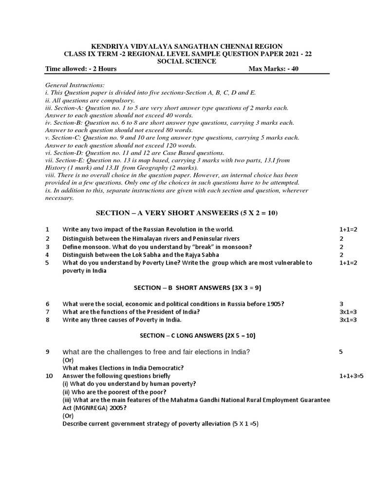nas exam question paper class 9 social science pdf download