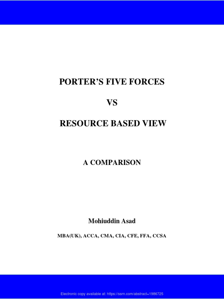 Comparing Competitive Advantage Frameworks An Analysis of Porter's