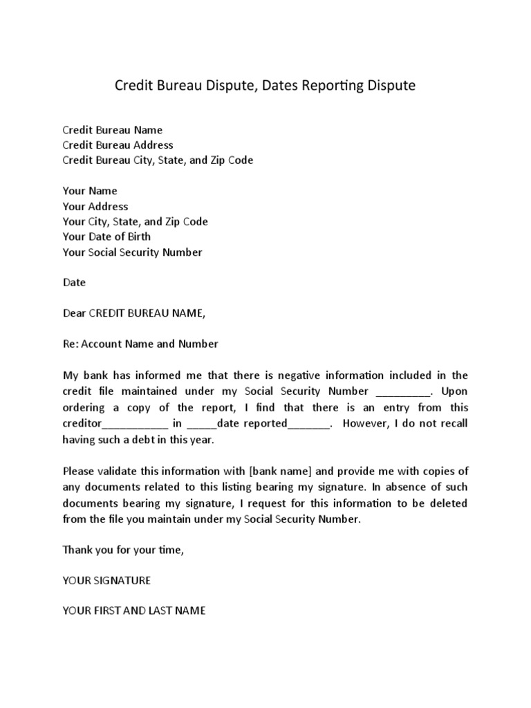 Credit Bureau Dispute Dates Reporting Dispute | PDF | Finance & Money ...