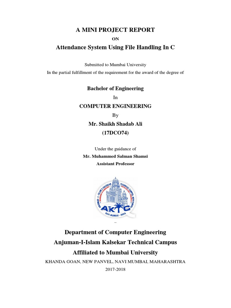 Attendance System Using File Handling in C | PDF | Computer File ...