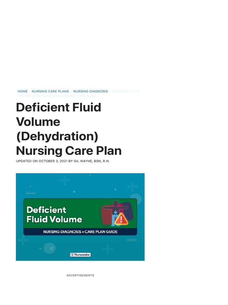 Fluid Volume Deficit (Dehydration) Nursing Care Plan Nurseslabs PDF