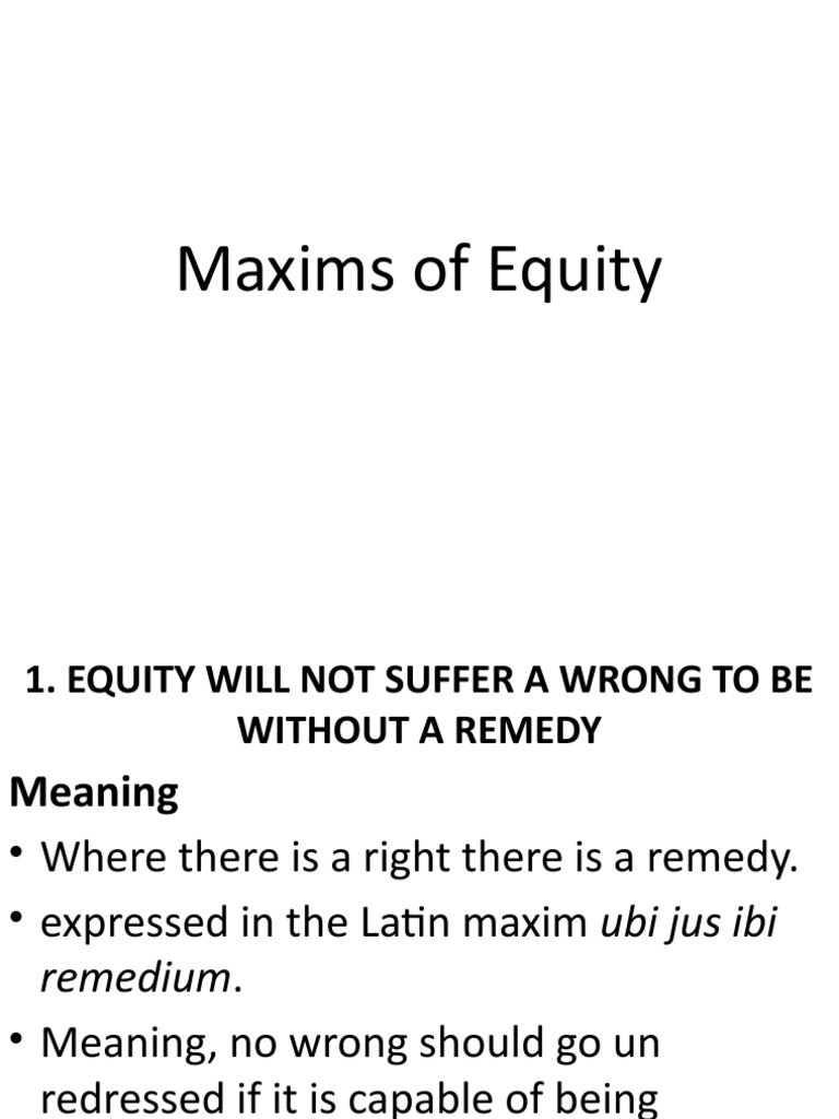 Class 2 Maxims PDF Laches (Equity) Equity (Law)