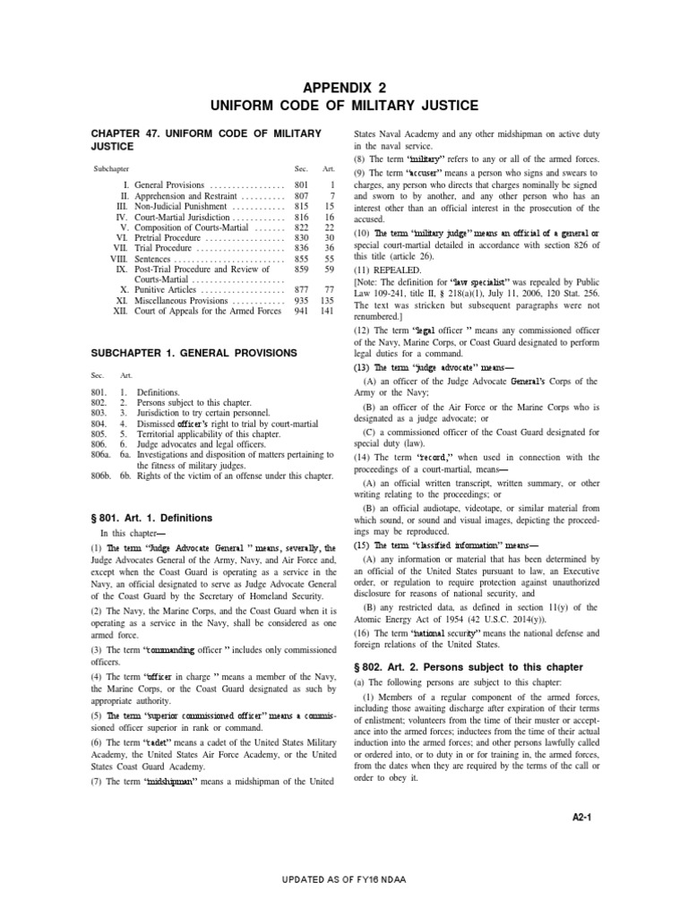 Chapter 47. Uniform Code of Military Justice PDF Uniform Code Of