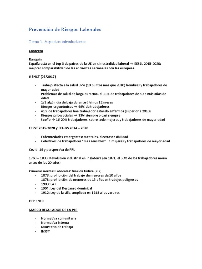 Prevención de Riesgos Laborales en España | PDF | Seguridad y salud ...