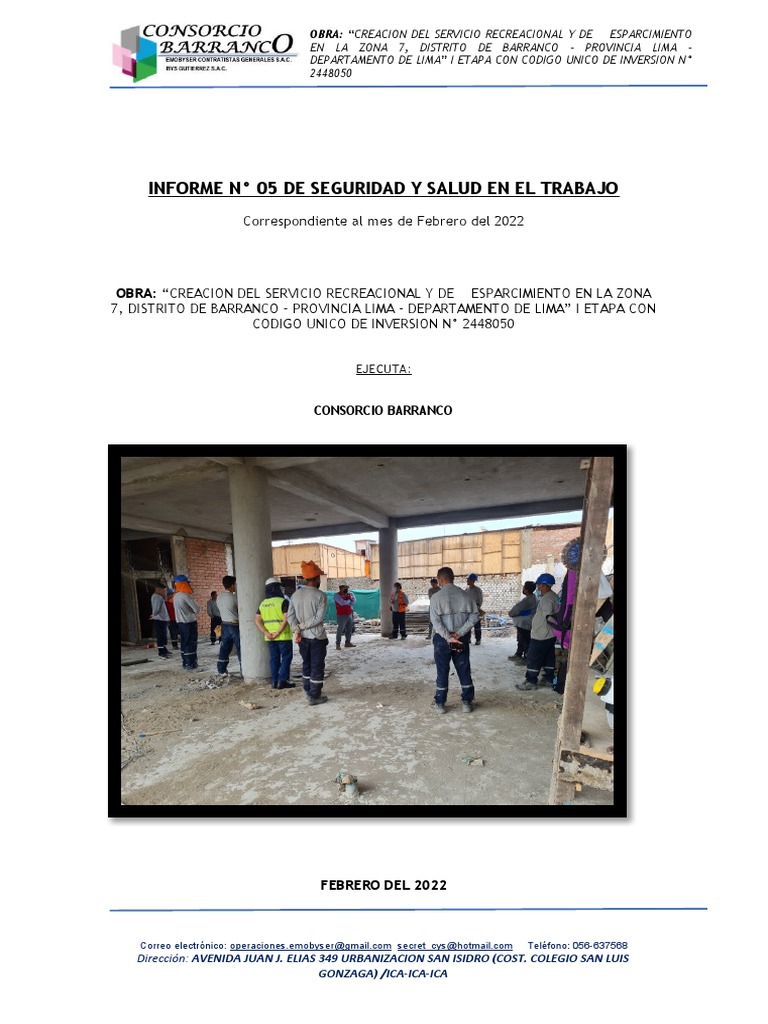 Informe Mensual #05 Ssoma | PDF | Lima | Seguridad y salud ocupacional