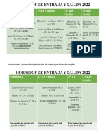 Horarios de Entrada y Salida 2022