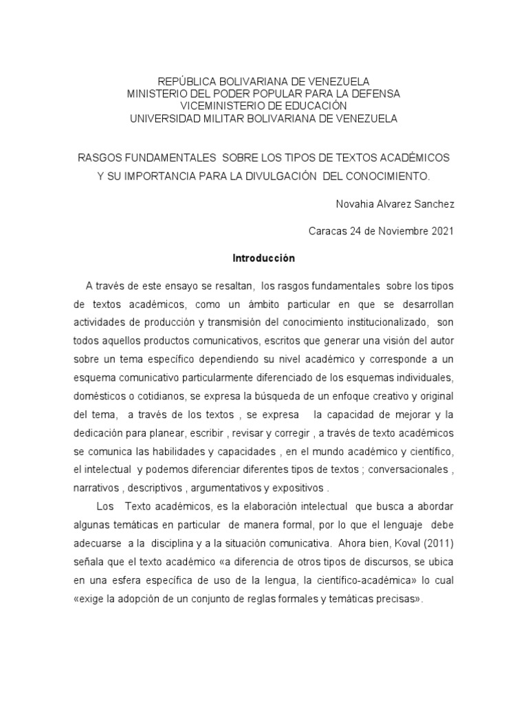 Tipos de Textos Académicos y su Importancia | PDF | Aprendizaje ...