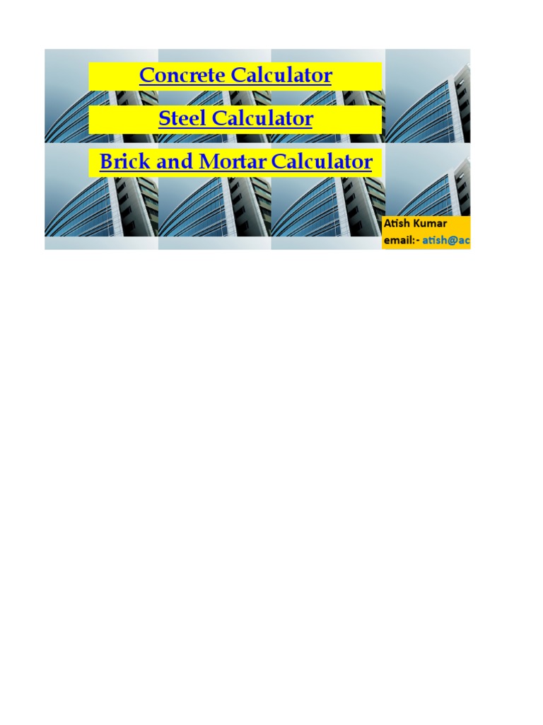 Concrete, Steel, and Brick Calculators Volume and Material Quantity Calculators for Building