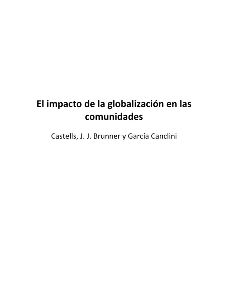 Impacto de la Globalización en Comunidades | PDF | Capitalismo | Sociedad