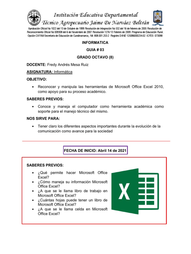 Guía de Informática: Excel 2010 | PDF | Microsoft Excel | Microsoft