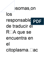 Ribosomas, On Los Responsables de Traducir El R A Que Se Encuentra en El Citoplasma. Ac