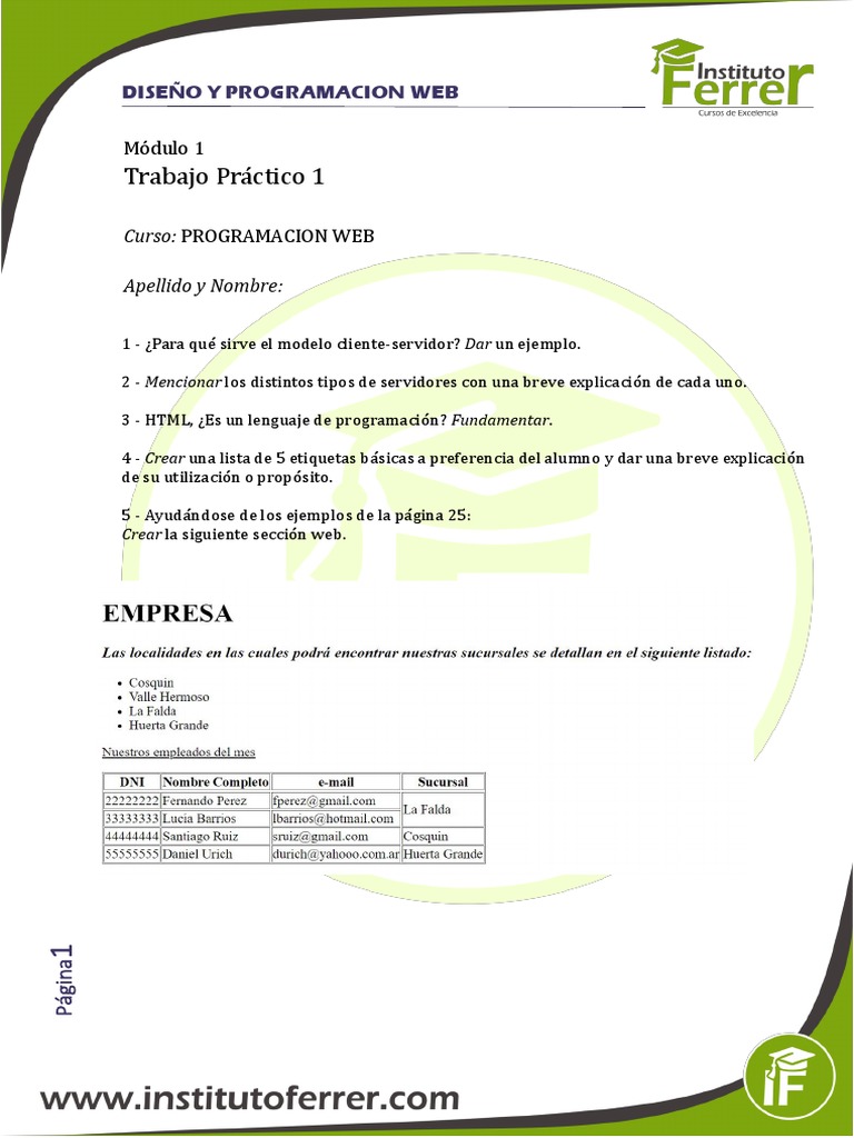 Modulo I - Programacion Web - Actividad 1 | PDF