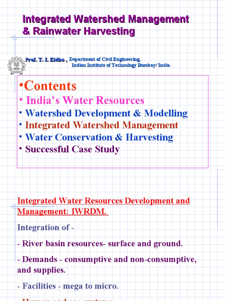 Contents: Integrated Watershed Management & Rainwater Harvesting | PDF ...