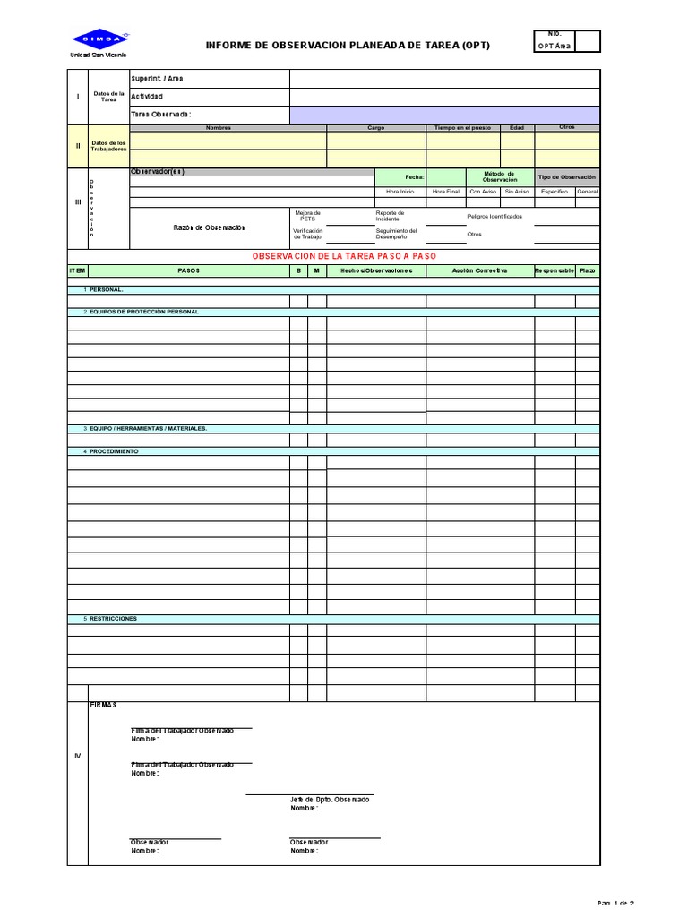 Informe OPT Unidad San Vicente | PDF